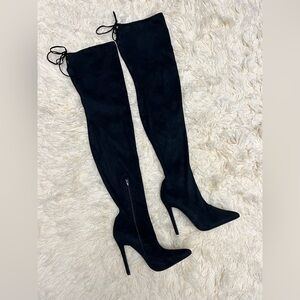 Women’s Black Over-The-Knee Stiletto Boots Pointed Toe Heels Size 7